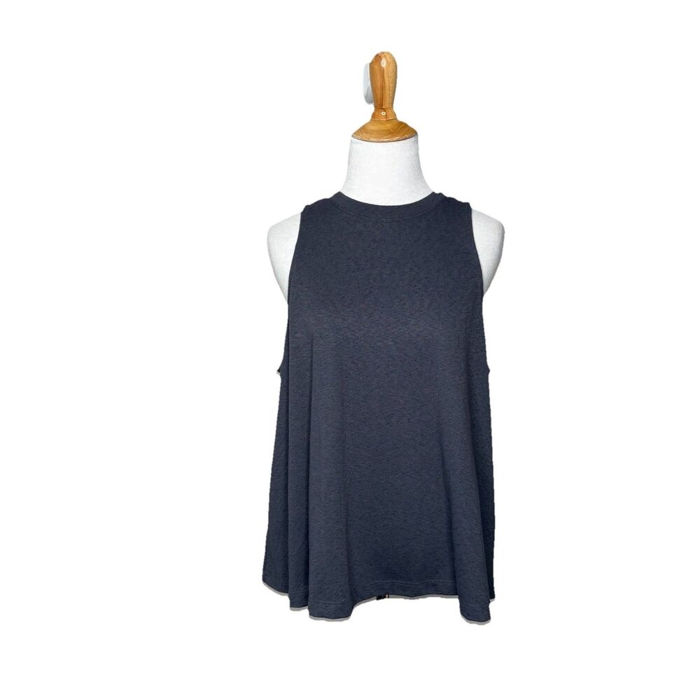 Loft Grey Gray Textured Terry Cloth High Neck Sleeveless Tank Size LP Petite